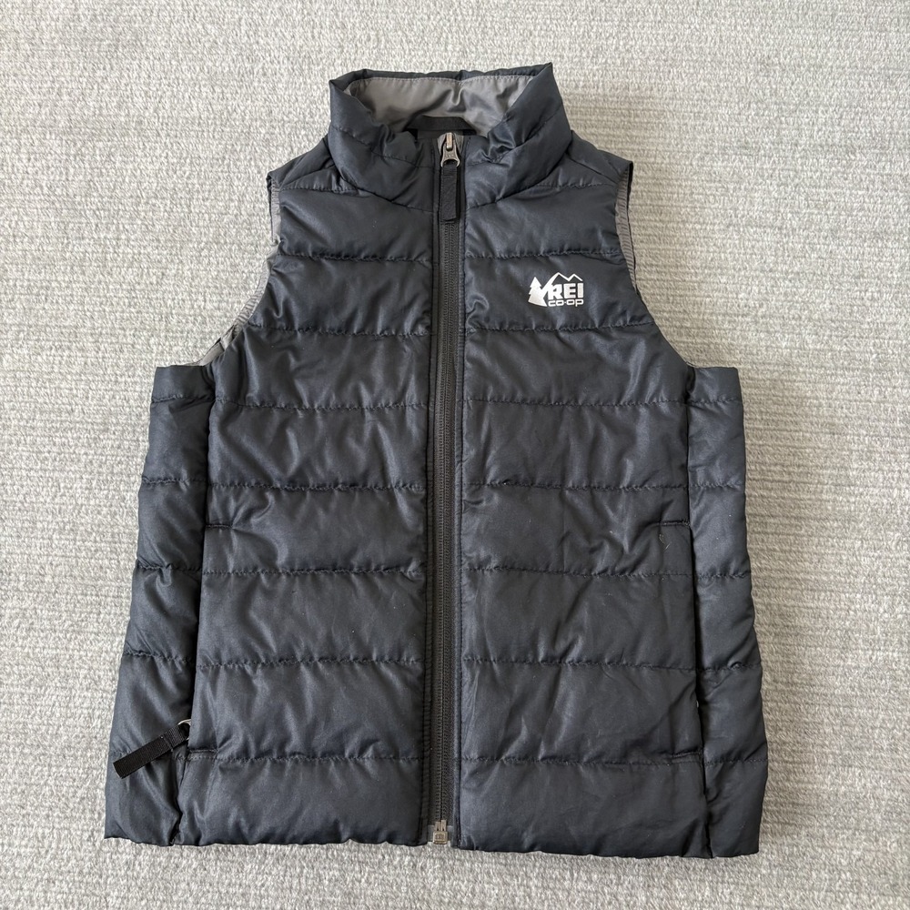 REI Coop Puffer Vest Boy Size 4-5 Black Down Zip Quilted Softshell Outdoor Solid